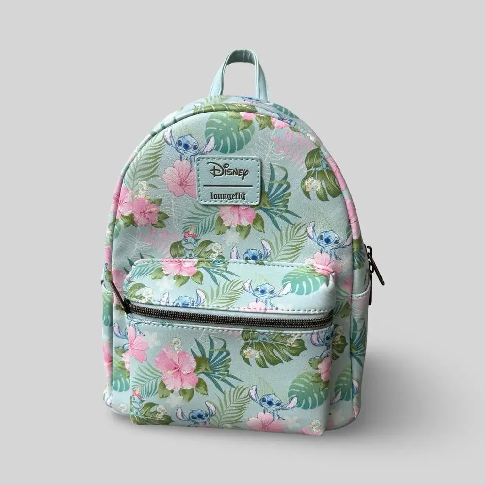 Loungefly Disney Lilo & Stitch Tropical Floral Mini Backpack Pastel Blue Vegan